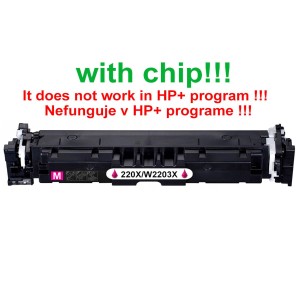 Kompatibilní toner pro HP 220X/W2203X-Plně funkční čip! Magenta. Nefunkční v programu HP+! 5500 stra