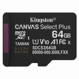 Kingston paměťová karta Canvas Select Plus, 64GB, micro SD, SDCS3/64GBSP, UHS-I U1 (Class 10), A1 Kingston paměťová karta Canvas Select Plus, 64GB, micro SD, SDCS3/64GBSP, UHS-I U1 (Class 10), A1