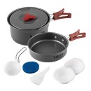 Sada nádobí 7v1 Turistická, šedá, hliník, hrnec, pánev, 2x talíř, naběračka, stěrka, houba, Neo Tools