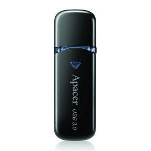 Apacer USB flash disk, USB 3.0 (3.2 Gen 1), 64GB, AH355, černý, AP64GAH355B-1, USB A, s krytkou