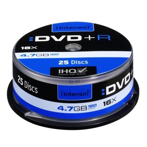 Intenso DVD+R, 4111154, 25-pack, 4.7GB, 16x, 12cm, Standard, cake box, bez možnosti potisku, pro archivaci dat