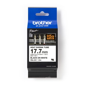 Brother originální páska do tiskárny štítků, Brother, HSE-241, černý tisk/bílý podklad, 1.5m, 17.7mm