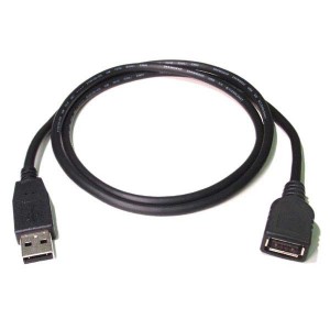 Kabel USB (2.0), USB A M- USB A F, 0.3m, černý/bílý