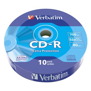Verbatim CD-R, 43725, 10-pack, 700MB, Extra Protection, 52x, 80min., 12cm, wrap, Standard, pro archivaci dat
