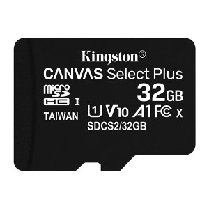 Kingston paměťová karta Canvas Select Plus, 32GB, micro SDHC, SDCS2/32GBSP, UHS-I U1 (Class 10), bez adaptéru, A1