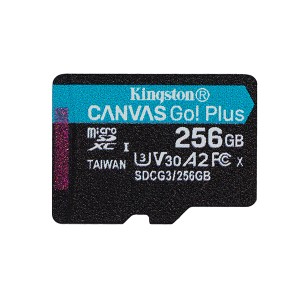 Kingston paměťová karta Canvas Go! Plus, 256GB, micro SDXC, SDCG3/256GBSP, UHS-I U3, bez adaptéru, A2, V30