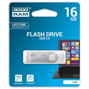 Goodram USB flash disk, USB 2.0, 16GB, UTS2, bílý, UTS2-0160W0R11, podpora OS Win 7